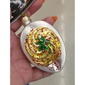Deviled Egg Glitter Ornament Glass Christmas Tree Boiled Chicken Egg Gift Idea
